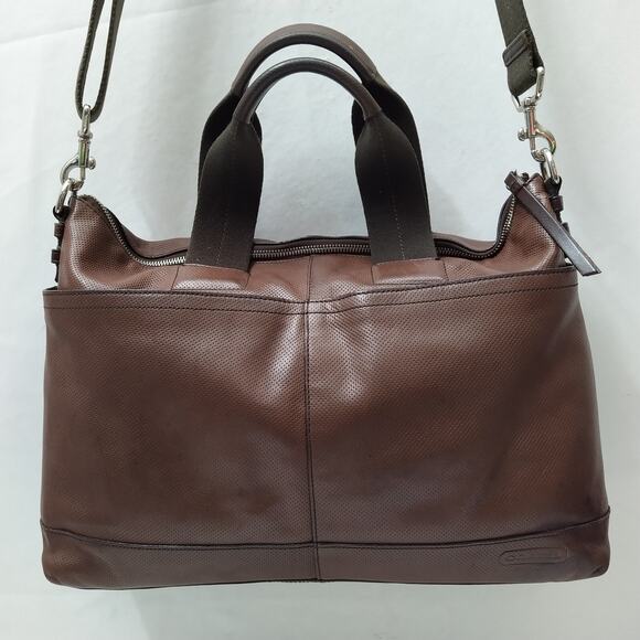 Coach Brown Leather Briefcase Messenger Zipper Closure Crossbody Bag - Picture 14 of 16